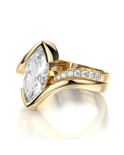 1.50 Ct marquise moissanite in Gold/Rose gold Diamond ring By ORZIA