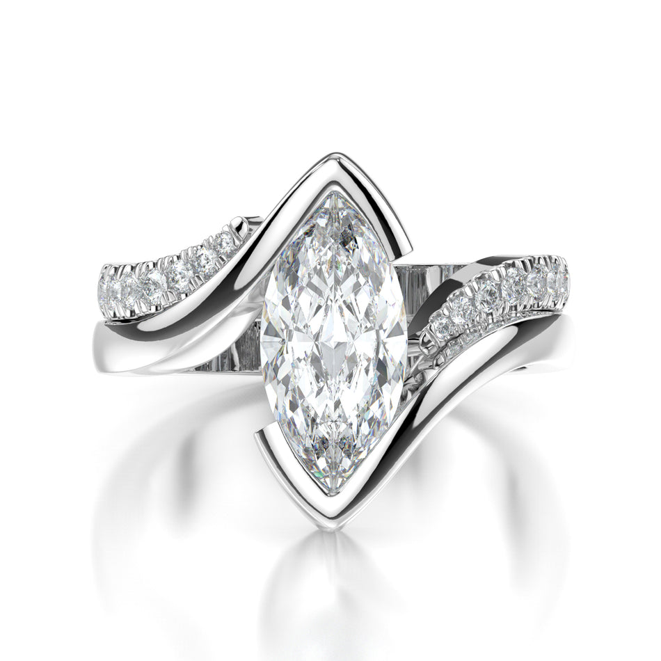 1.50 Ct marquise moissanite in Gold/Rose gold Diamond ring By ORZIA