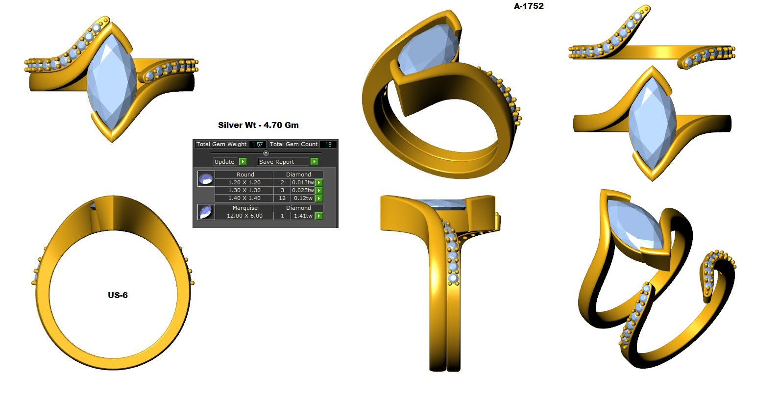 1.50 Ct marquise moissanite in Gold/Rose gold Diamond ring By ORZIA