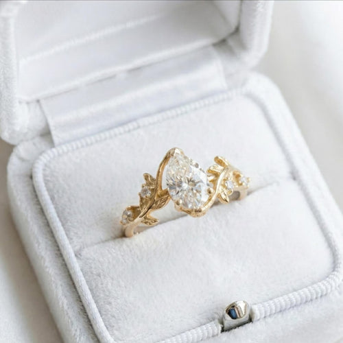 2.50Ct Pear Moissanite 925 Sterling Silver/Gold/Rose Gold Diamond Ring By ORZIA