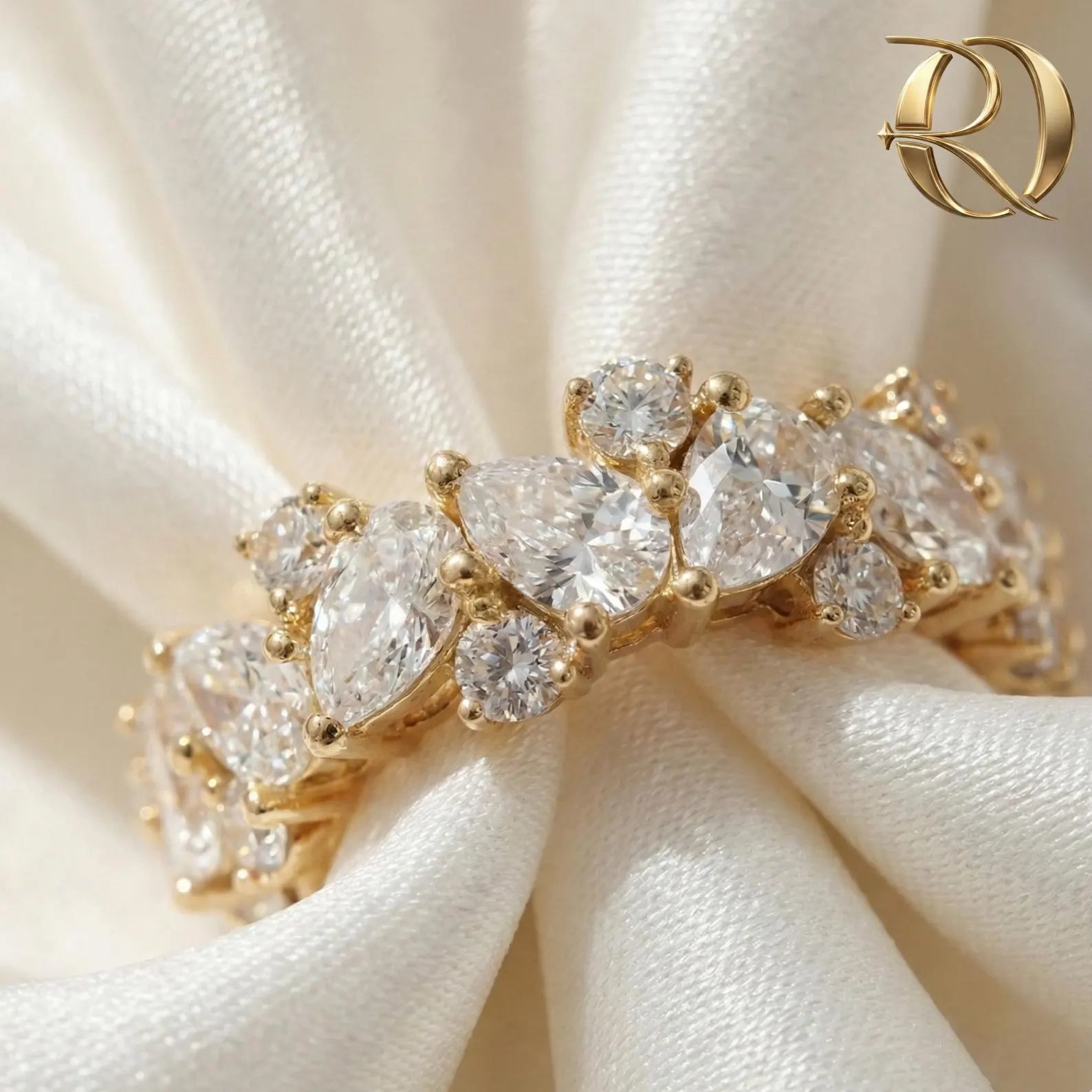 4.00Ct pear Moissanite 925 Sterling Silver/Gold/Rose Gold Diamond Ring By ORZIA