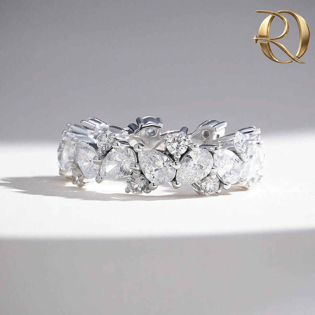 4.00Ct pear Moissanite 925 Sterling Silver/Gold/Rose Gold Diamond Ring By ORZIA
