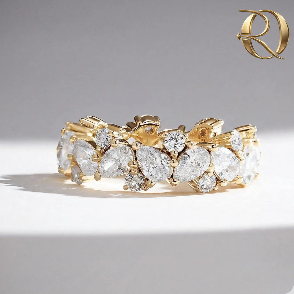 4.00Ct pear Moissanite 925 Sterling Silver/Gold/Rose Gold Diamond Ring By ORZIA