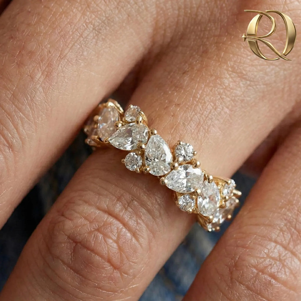 4.00Ct pear Moissanite 925 Sterling Silver/Gold/Rose Gold Diamond Ring By ORZIA